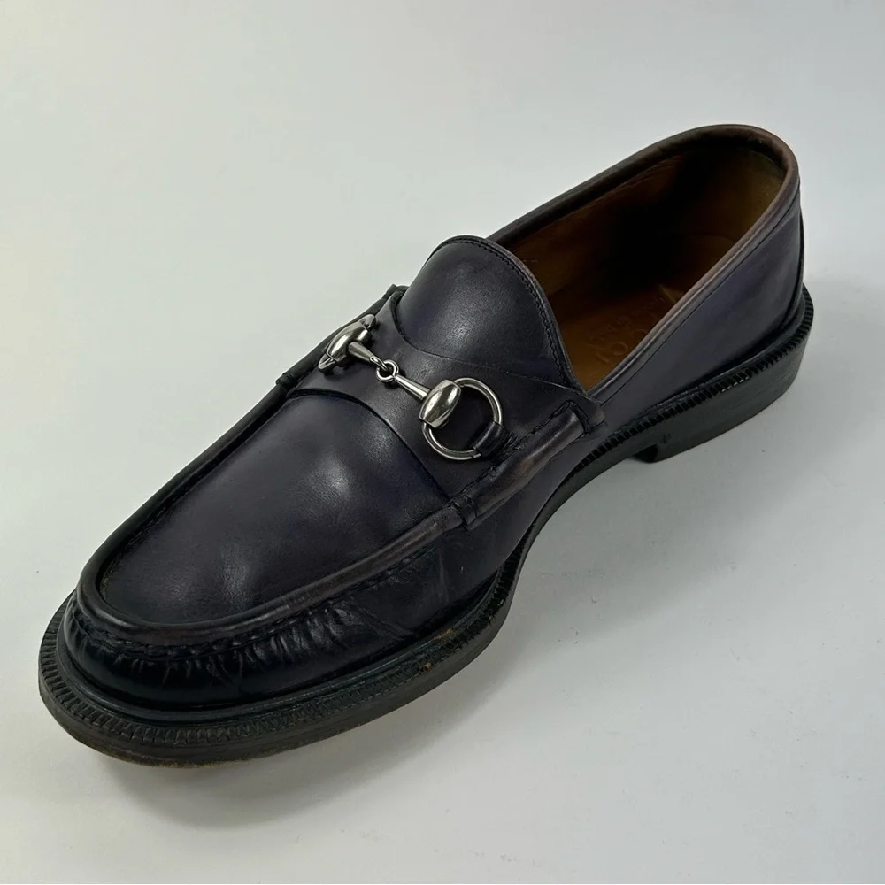 GUCCI Purple Leather Horsebit Loafers Size 7